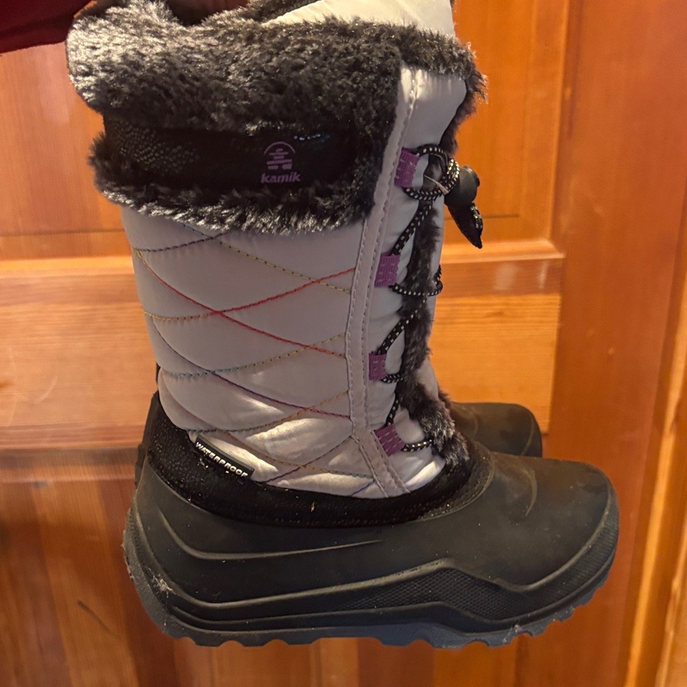 Kamik Black and White Snow Boots with Pink Accents